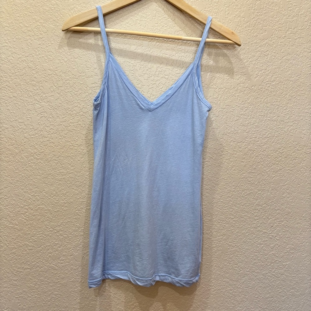 LNA Light Blue V-Neck 100% Cotton Tank Top / Camisole Medium Lightweight